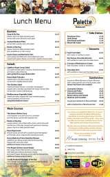 Menus & Prices, Palette Restaurant, Woking