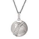 Pretty Round Sterling Silver Necklace with White Cubic Zirconias and Smooth Sweeping Contours