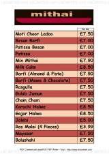 Pricelists of Maida Indian & Indo-Chinese Eatery