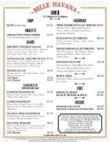 Pricelists of Belle Havana Restaurant - NY