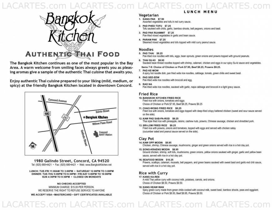  Pricelists of Bangkok Kitchen 1980 Galindo Street - Photo 1 of 4