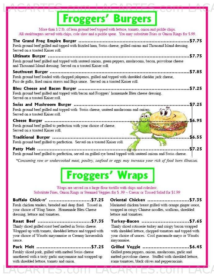  Pricelists of Froggers Grill & Bar - Apopka, FL 1601 N. Rocksprings Rd. - Photo 8 of 10