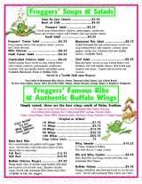 Pricelists of Froggers Grill & Bar - Mt. Dora, FL