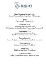 Pricelists of Bentley's Oyster Bar & Grill