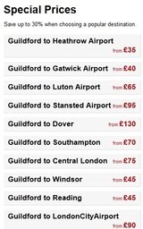 Pricelists of Guildford Taxis