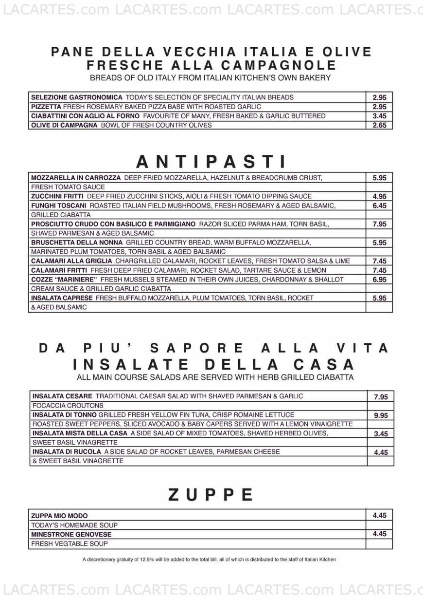  Pricelists of Italian Kitchen 43 New Oxford Street   - Photo 2 of 5