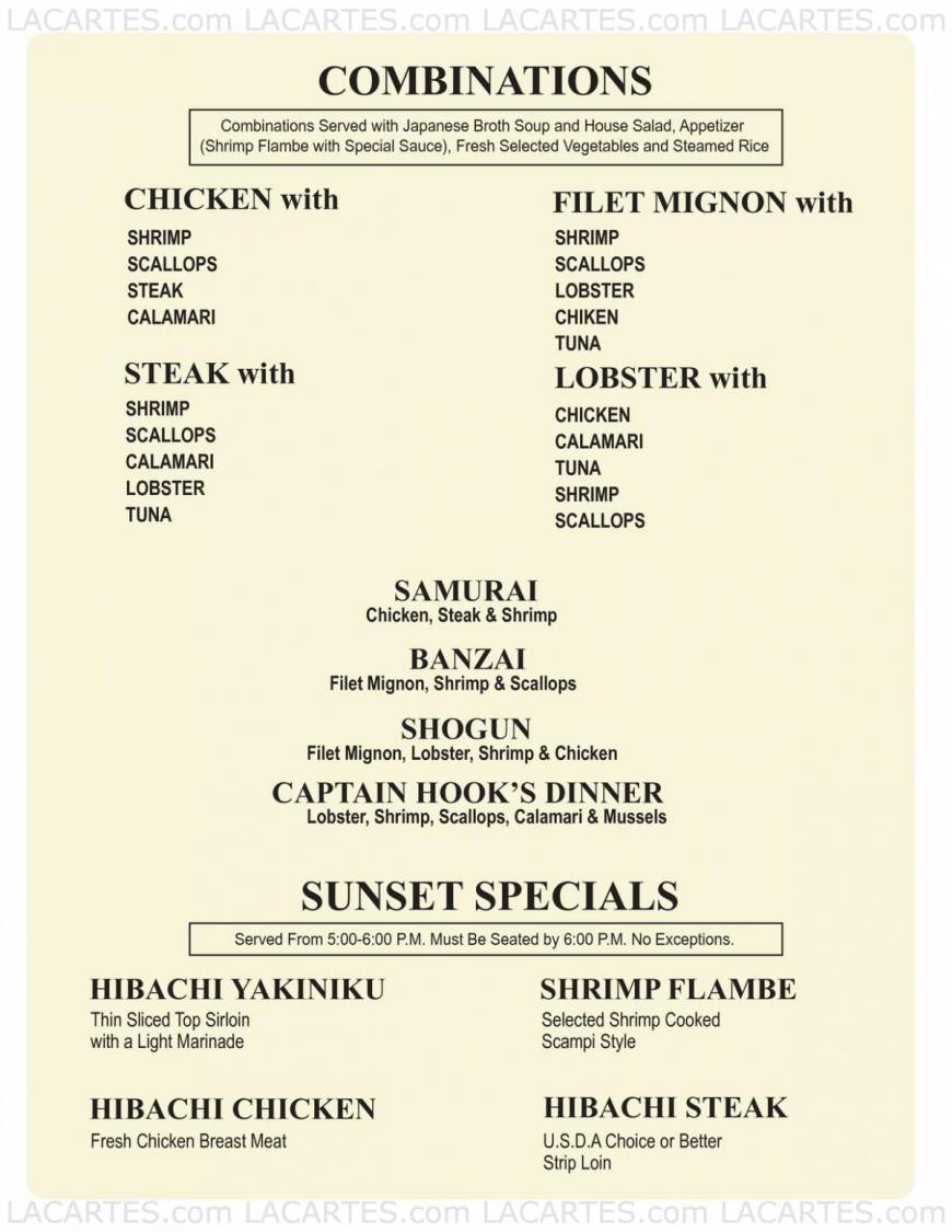  Pricelists of Tokyo Bay Japanese Steakhouse & Sushi - FL 24880 S. Tamiami Trail, Suite 2 - Photo 4 of 6