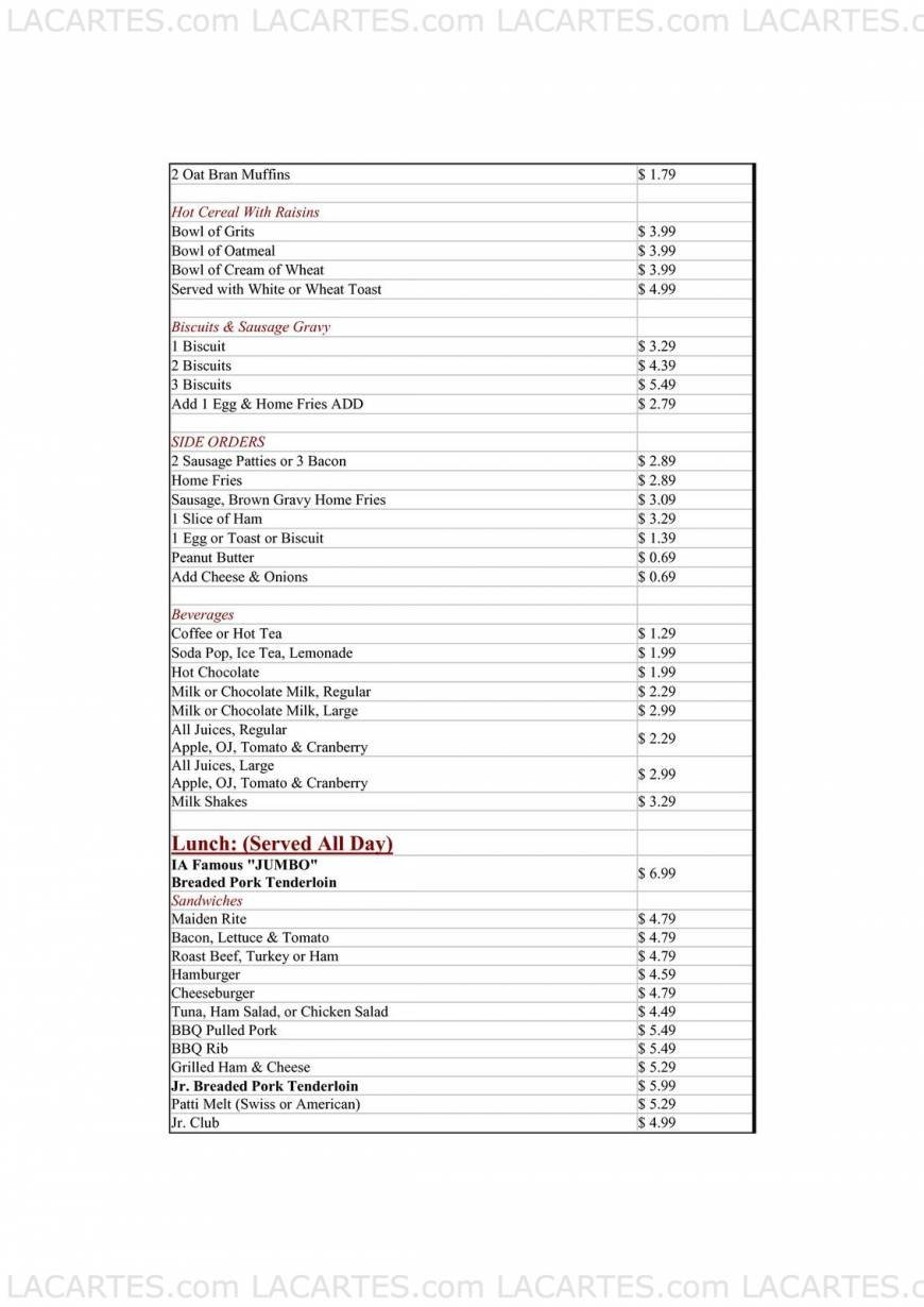  Pricelists of Iowa Cafe 5606 E McKellips Rd - Photo 2 of 4