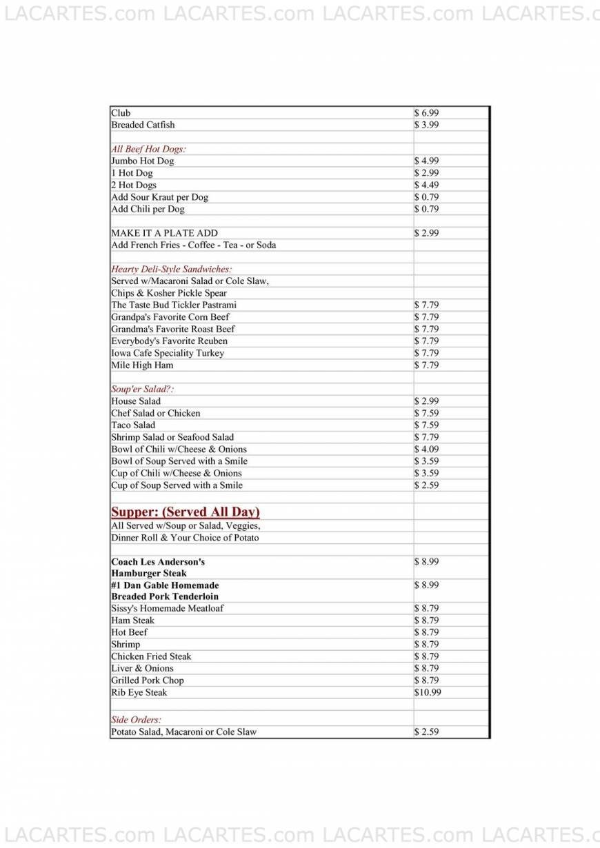  Pricelists of Iowa Cafe 5606 E McKellips Rd - Photo 3 of 4