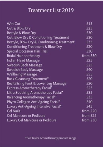  Pricelists of Tiger Lily Hair & Beauty Mobile Eastbourne - Photo 1 of 1