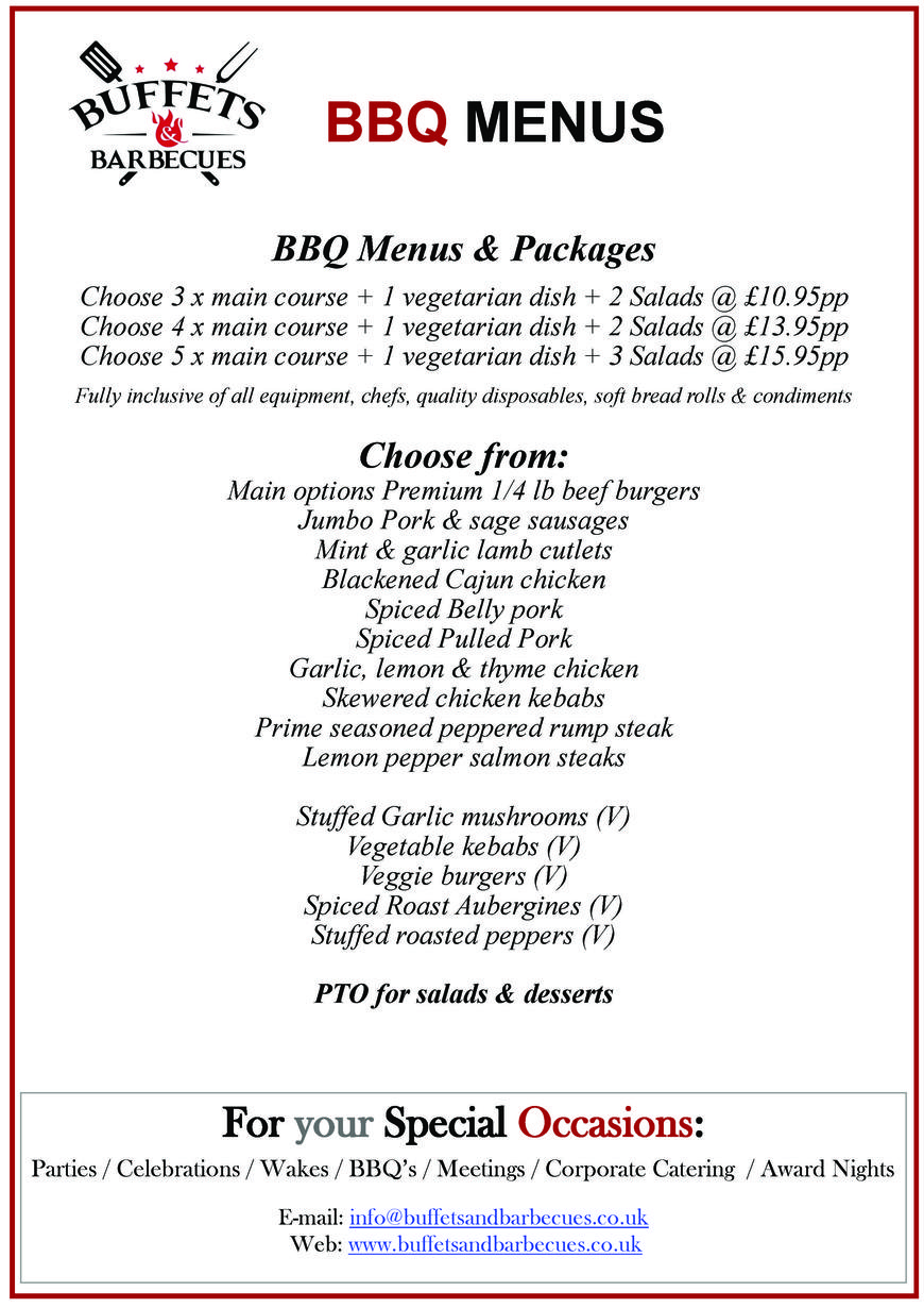  Pricelists of Buffets & Barbecues 27, king street - Photo 1 of 14