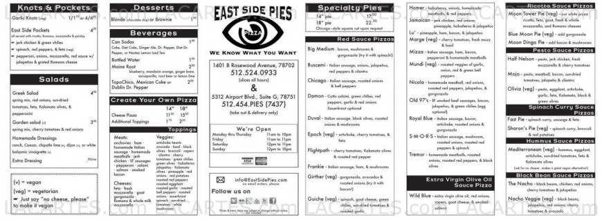  Pricelists of East Side Pies Rosewood 1401 B Rosewood Ave - Photo 1 of 1