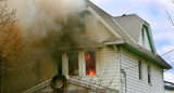 Flames and smoke of a bad house fire