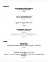 Pricelists of Septembers Champagne Bar and Restaurant