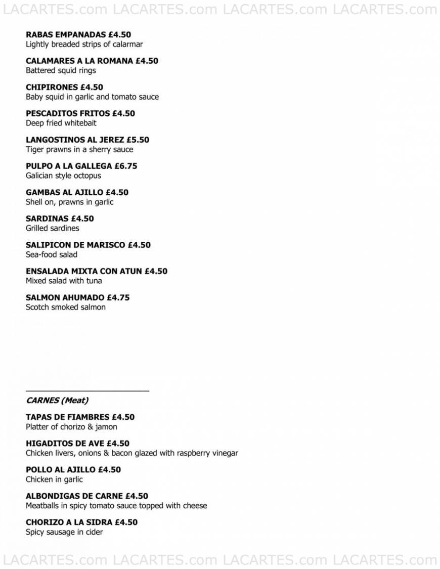  Pricelists of Tapas Plus Spanish Restaurant - Bournemouth 53 Bourne Avenue - Photo 4 of 8