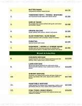 Pricelists of Taj Restaurant - FL