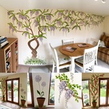 Garden themed feature wall murals - Wisteria, climbing rose and wild garlic wall paintings