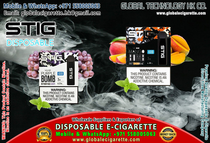Vgod STIG Disposable E Cigarette Wholesale Suppliers, Sellers, Exporters in Frankfurt, Berlin, Germany, Oslo, Norway, France, Europe Mobile: +971 558005063 http://www.globalecigarette.com<br />
 New Album of Disposable E cigarette Wholesale suppliers exporters sellers online US Room No: 1005, 7th Floor, Century Centre, Kwai Chung. Fo tan. Hong Kong. - Photo 29 of 32
