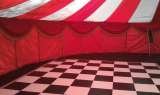 theatrical red velvet event decor Bigtopmania Swallowcroft, Chapmans well 
