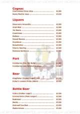 Pricelists of The Bombay Cottage Restaurant