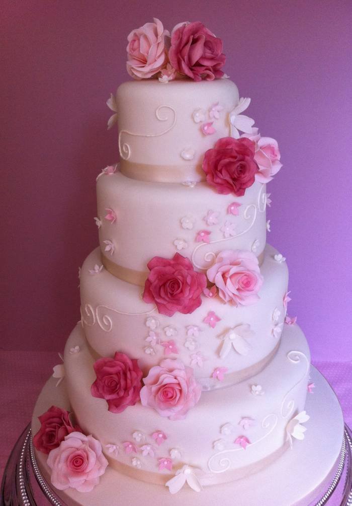 4 tier pink rose cascade from£450 Profile Photos of Sharon Lord Cakes Fiddlers Field Croydon Road - Photo 13 of 21