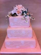 Peach cake with sugar flowers and brush embroidery from £395 Sharon Lord Cakes Fiddlers Field Croydon Road 