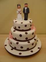 Dotty wedding with claydough bride and groom from £360 Sharon Lord Cakes Fiddlers Field Croydon Road 