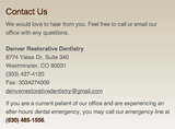  Denver Restorative Dentistry 8774 Yates Drive #340 
