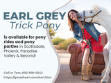 Earl Grey Trick Pony is available for pony rides and pony parties in Scottsdale, Phoenix & Paradise Valley, AZ. Gina's Heart 31827 N 140th St 