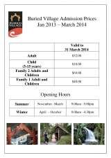 Menus & Prices, Buried Village, Rotorua 