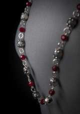 Bordeaux Necklace - red crystals and glass beads 36.5