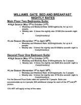 Pricelists of Williams Gate B&B Private Suites Niagara-on-the-Lake