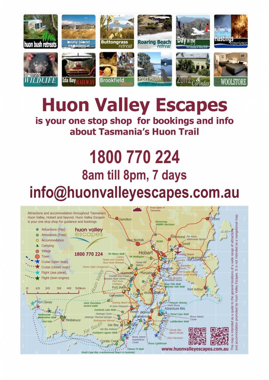  Pricelists of Huon Valley Escapes Accommodation and activities throughout the - Photo 1 of 3