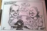 Mr and Mrs and their dog cartoon stip by Adam Crazy Caricatures St Mary Street 