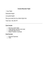 Pricelists of Everest Flight (Mountain Flight)