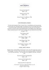 Pricelists of Kettner's Restaurant & Champagne Bar