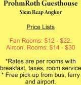 Pricelists of ProhmRoth Guesthouse