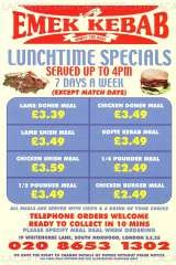 Menus & Prices, Emek Kebab Fast Food Takeaway, South Norwood