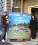        Our new sign is 4 miles from the Inn. that's 6.5 kilometers                         Harbour Tide Inn ~ Bed & Breakfast 725 Main Street 