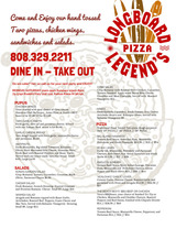 Pricelists of Longboard Legends Pizza