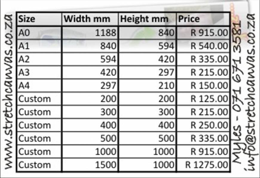  Pricelists of Stretch Canvas.co.za Bluff rd - Photo 1 of 1