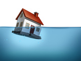 Sinking home and housing crisis with a house in the water on a white background showing the real estate housing concept of the challenges of home ownership and the business of mortgage rates payments. DRYSTAR Trocknung und Entfeuchtung Triester Straße 122 