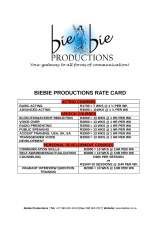 Pricelists of Biebie Productions