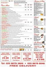 Pricelists of Siciliana De Express Pizza Streatham