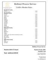 Pricelists of Hollister Process Service