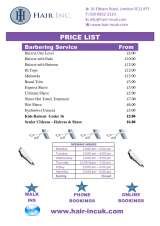 Pricelists of Hair Inc.