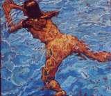 Isabel swimming. Oils on canvas 31 x 47 inches $3500 Herman Studios 3204 24th Pkwy 