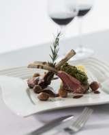 
Prego - Pistachio crusted Australian lamb rack with sweet and sour shallot and mashed potato
