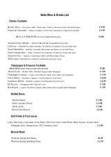 Pricelists of Bella Italian Restaurant