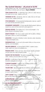 Pricelists of Panama Hatty's Restaurant Bar Lounge - Cheshire